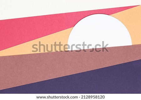 background with colorful stripes and white circle. landscape imitation