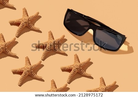 Sunglasses and starfish summer time concept