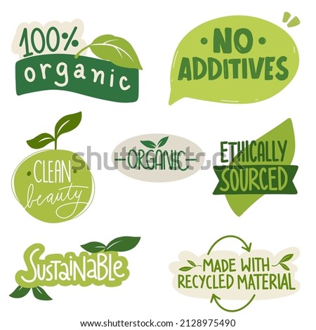 set logo icon organic recycling design illustration image