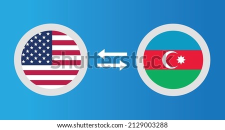 round icons with United States and Azerbaijan flag exchange rate concept graphic element Illustration template design
