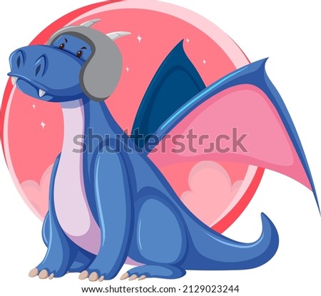 Fantasy dragon character on white background illustration