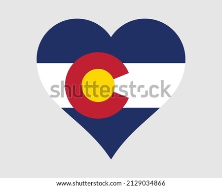 Colorado USA Heart Flag. CO US Love Shape State Flag. Colorado United States of America Banner Icon Sign Symbol Clipart. EPS Vector Illustration.