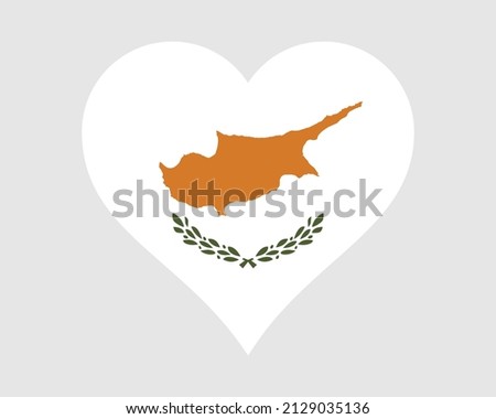 Cyprus Heart Flag. Cypriot Love Shape Country Nation National Flag. Republic of Cyprus Banner Icon Sign Symbol. EPS Vector Illustration.