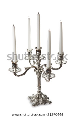 Silver classic candlestick isolated on white