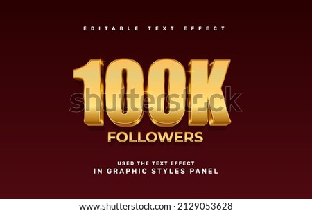 Gold 100K celebration text effect template Royalty-Free Stock Photo #2129053628