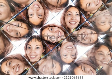 a girl face in a kaleidoscope with reflections