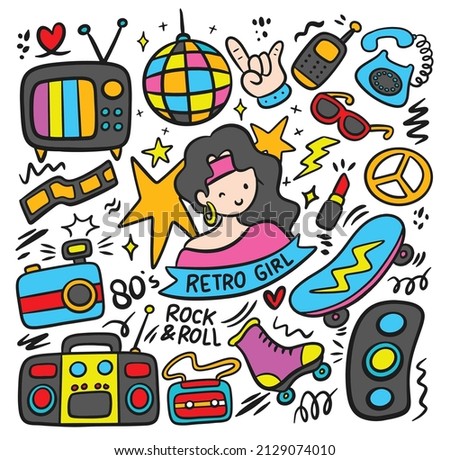 80's trend related object, retro style fashion doodle vector illustration