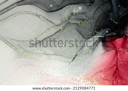 Abstract bright shiny color fluid background, hand drawn alcohol painting with golden streaks. Liquid ink technique texture backdrop design