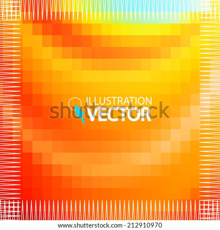 Colorful abstract background. Square pattern in yellow and orange colors. Vector illustration