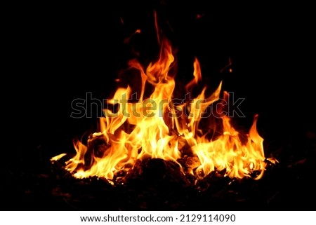 The fire that burns at night In many ways according to the wind direction On a black background
Closeup photography of flames
