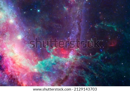 Beautiful galaxy somewhere in deep space. Cosmic wallpaper. Elements of this image furnished by NASA Royalty-Free Stock Photo #2129143703
