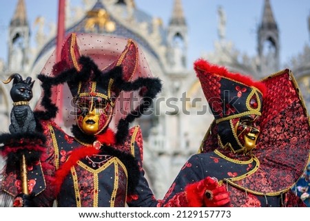 beautiful masks in front of the cathedral of San Marco in Venice