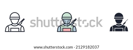 Military soldier army icon symbol template for graphic and web design collection logo vector illustration Royalty-Free Stock Photo #2129182037