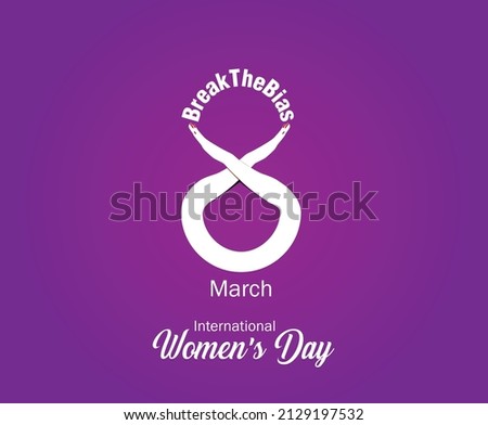 8 March, Break The Bias women's day 2022 concept Banner. Celebrate women's achievement. Raise awareness against bias. International women's day colorful banner background. Royalty-Free Stock Photo #2129197532