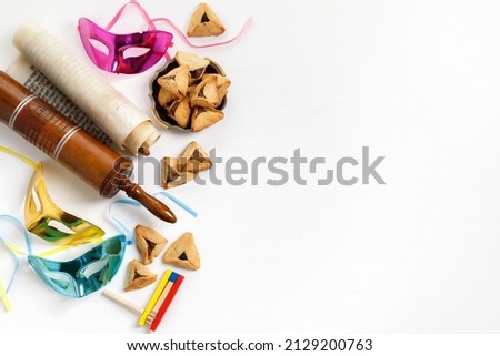 The Scroll of Esther and Purim Festival objects Royalty-Free Stock Photo #2129200763