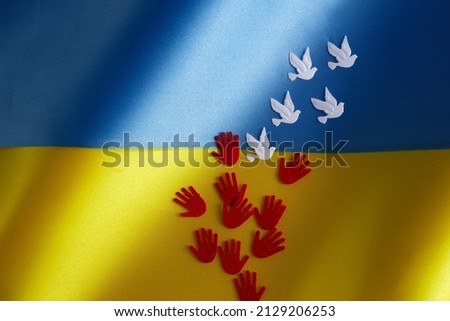Pray for Ukraine. International protest Stop Russian aggression against Ukraine.