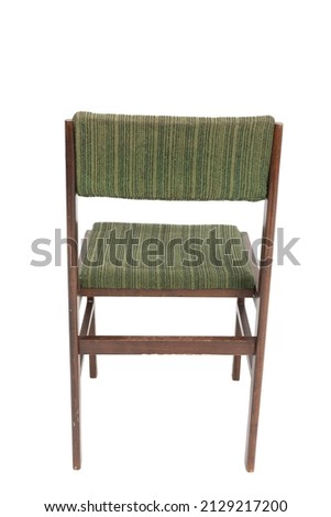 Polish original chair from the 70s and 80s with green stripes. Rear view.