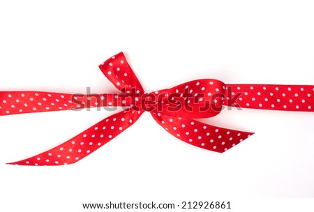 Red Ribbon with Bow with tails isolated on white background