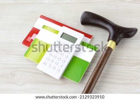 Japanese passbook and stick for seniors Royalty-Free Stock Photo #2129323910