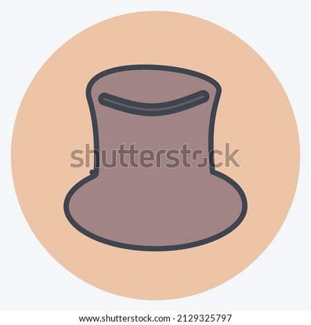 Hat Icon in trendy color mate style isolated on soft blue background