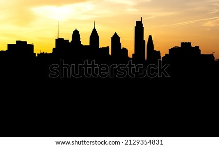 beautiful sunset of Philadelphia skyline silhouette 