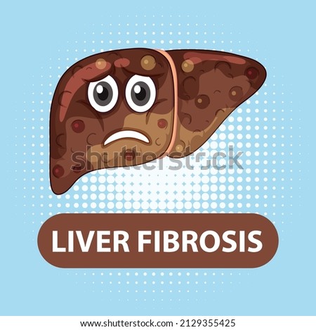 Liver fibrosis cartoon character illustration