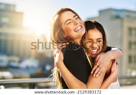 I count my blessings twice when I count you. Shot of young female friends spending the day outside. Royalty-Free Stock Photo #2129383172