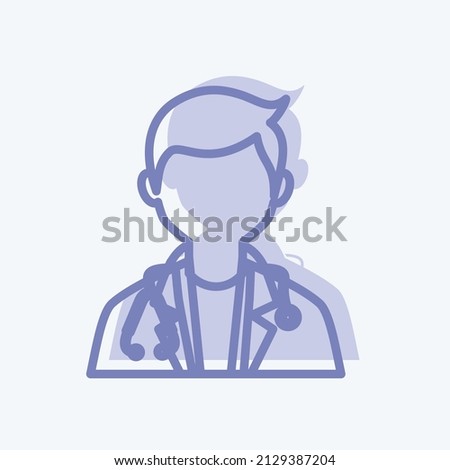 Doctor Icon in trendy two tone style isolated on soft blue background