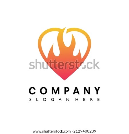 Fire heart Logo Template Design VectorFire Icon Element. Flame Logo Design Template Illustration Vector