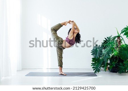 woman brunette yoga asana fitness stretching