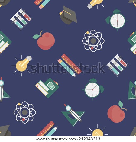 Seamless vector background with education icons