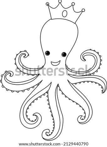 Octopus doodle outline for colouring illustration