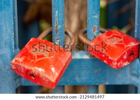 love lock on a grid in selective focus