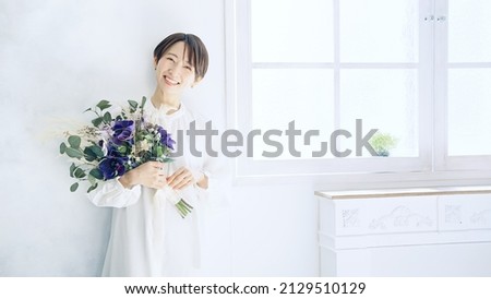 Young asian woman in the room. Beauty concept. Skin care. Cosmetics. Royalty-Free Stock Photo #2129510129