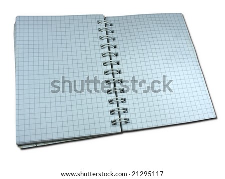 opened blank squared notebook isolated over white background