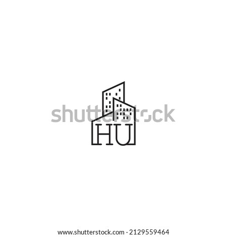 HU line concept logo in high quality professional design that will be best for companies related to real estate