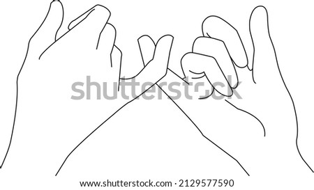 Hands to Pinky promise. Vector illustration of Two Hands Holding the Little Fingers Together Royalty-Free Stock Photo #2129577590