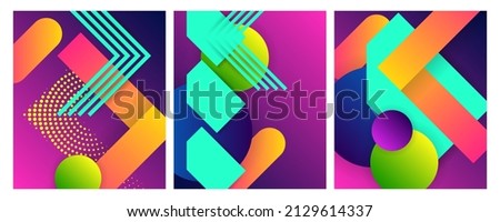 Pastel colors Set backgrounds with geometric elements, lines and dots for text, universal design, banner concept. Vector art dijita art	
