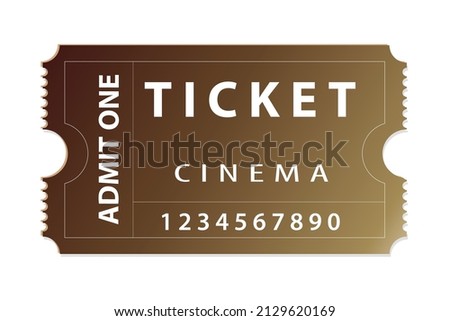 Gold ticket for one person on a colored background.  Vector stock illustration.