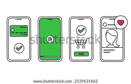 Vector illustrations of people who use smartphones Royalty-Free Stock Photo #2129631662