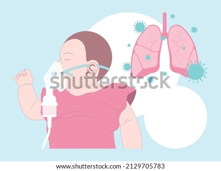 RSV virus covid 19 common cold flu human baby child viral Care Runny nose Cough Sneezing Fever Wheezing mask ventilator COPD tract kids sound NICU Unit croup treatment antigen rapid test Kit ATK Royalty-Free Stock Photo #2129705783