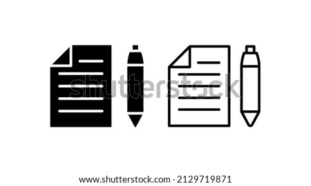 pen and paper document icon vector for websites