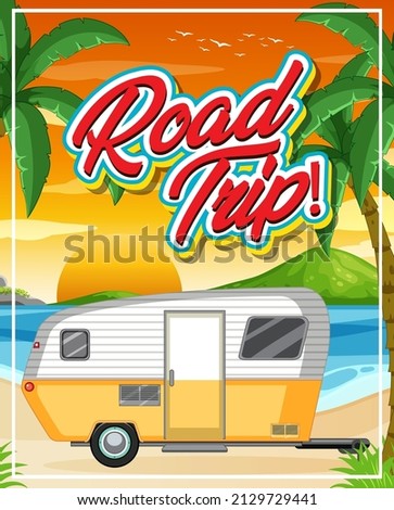Road trip summer vacation poster concept illustration