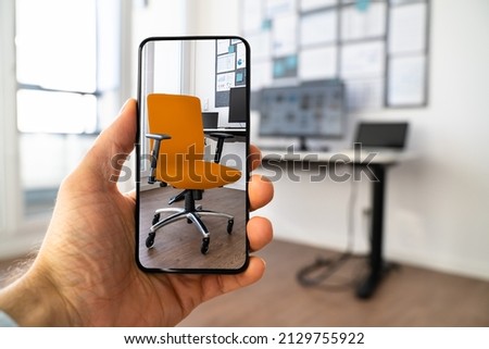 AR Smart Phone App. Augmented Reality Furniture Design Royalty-Free Stock Photo #2129755922