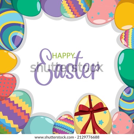 Happy Easter design with decorated eggs illustration