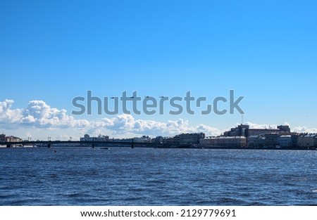 Victory Day. May 9. the flight of aircraft over the Neva. Saint Petersburg