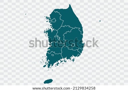 South Korea Map Teal Green Color on Backgound png