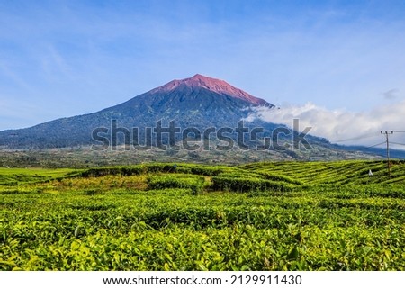 Mount Kerinci is the highest mountain in Sumatra and the highest volcano in Indonesia with an altitude of 3805 masl in the Kerinci Seblat National Park area. Kayu Aro, Kerinci, Jambi, Indonesia, Asia. Royalty-Free Stock Photo #2129911430