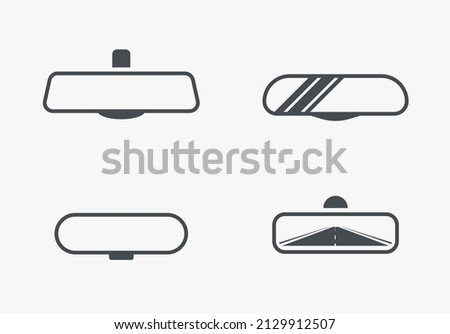 Car rearview mirror driver glass inside. Vector rear view mirror inside car illustration safety Royalty-Free Stock Photo #2129912507