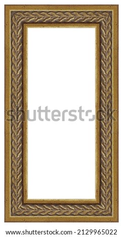 Golden frame for paintings, mirrors or photo isolated on white background. Design element with clipping pat